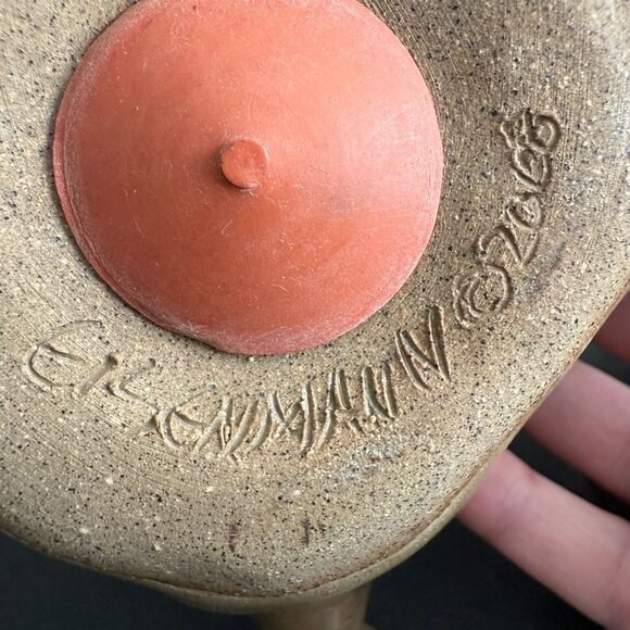 Rare Pamela Eisenmann Signed Puffy Dog Whimsical Piggy Bank Stoneware Folk Art - Picture 12 of 12